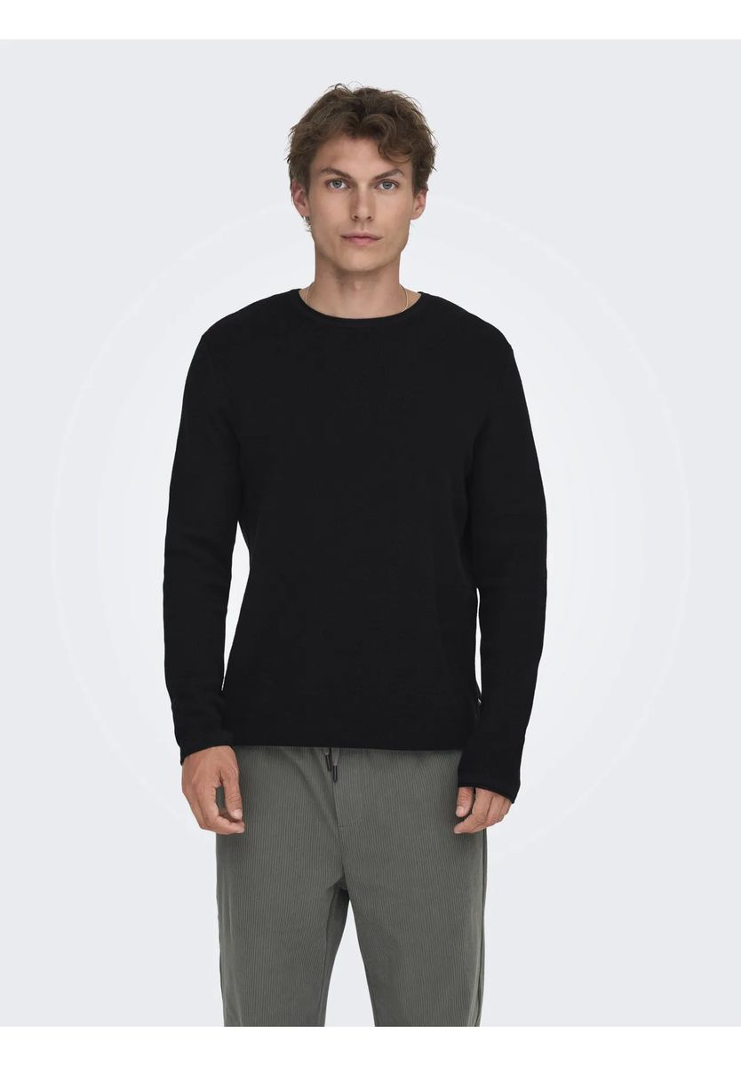 Strukturierter Rundhals-Strickpullover