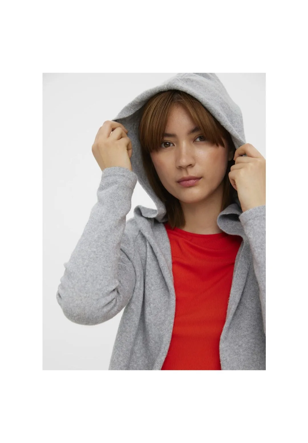 Offener Strick-Cardigan mit Kapuze