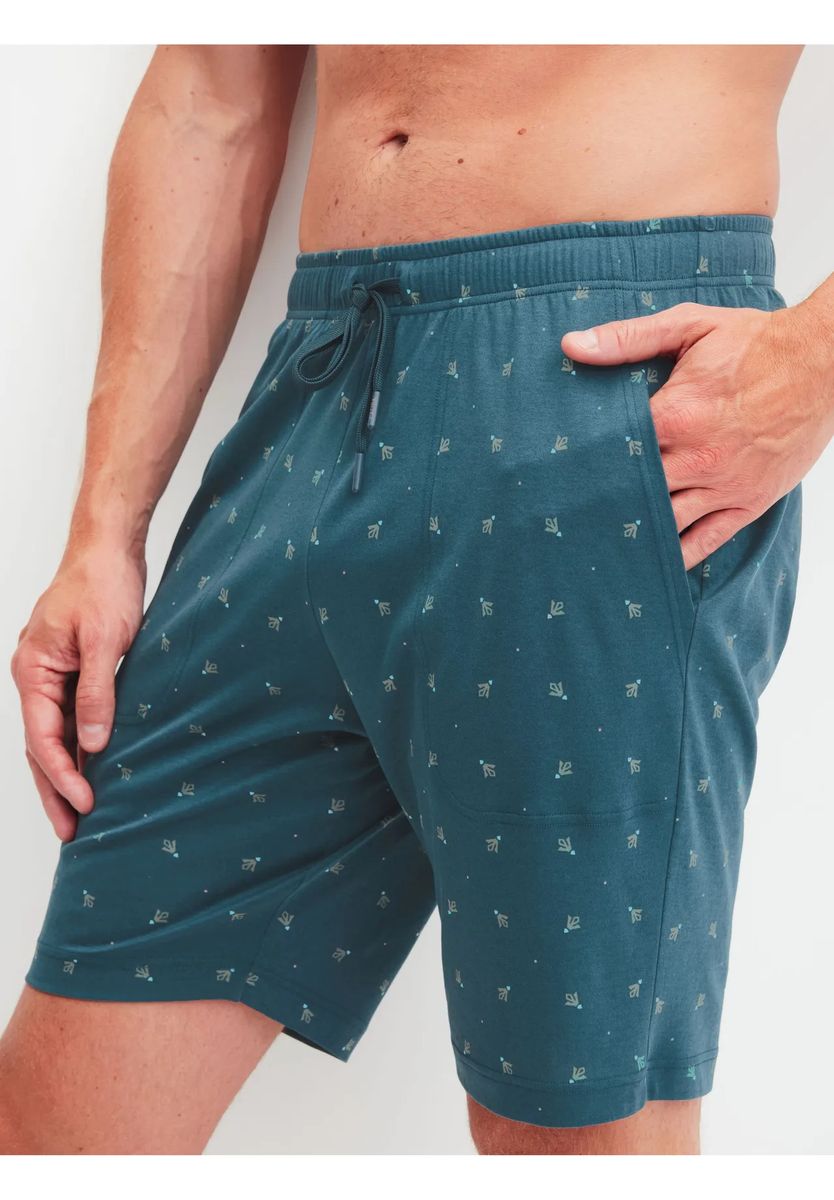 Gemusterte Schlafshorts aus Baumwoll-Mix