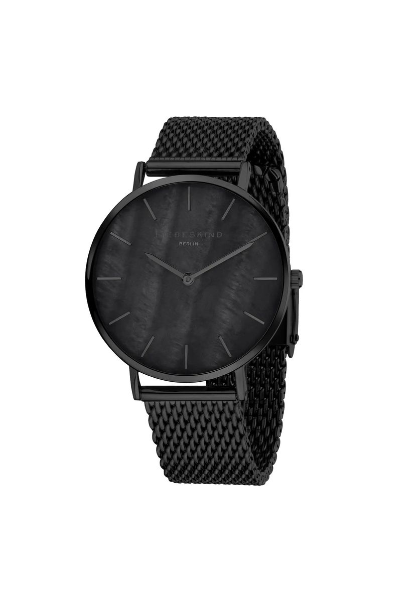 Minimalistische Perlmutt-Mesh-Armbanduhr