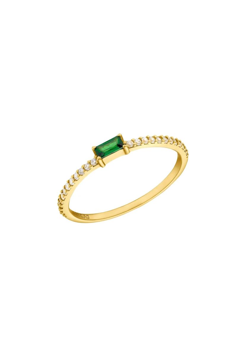 Eleganter Ring mit grünem Baguette-Stein