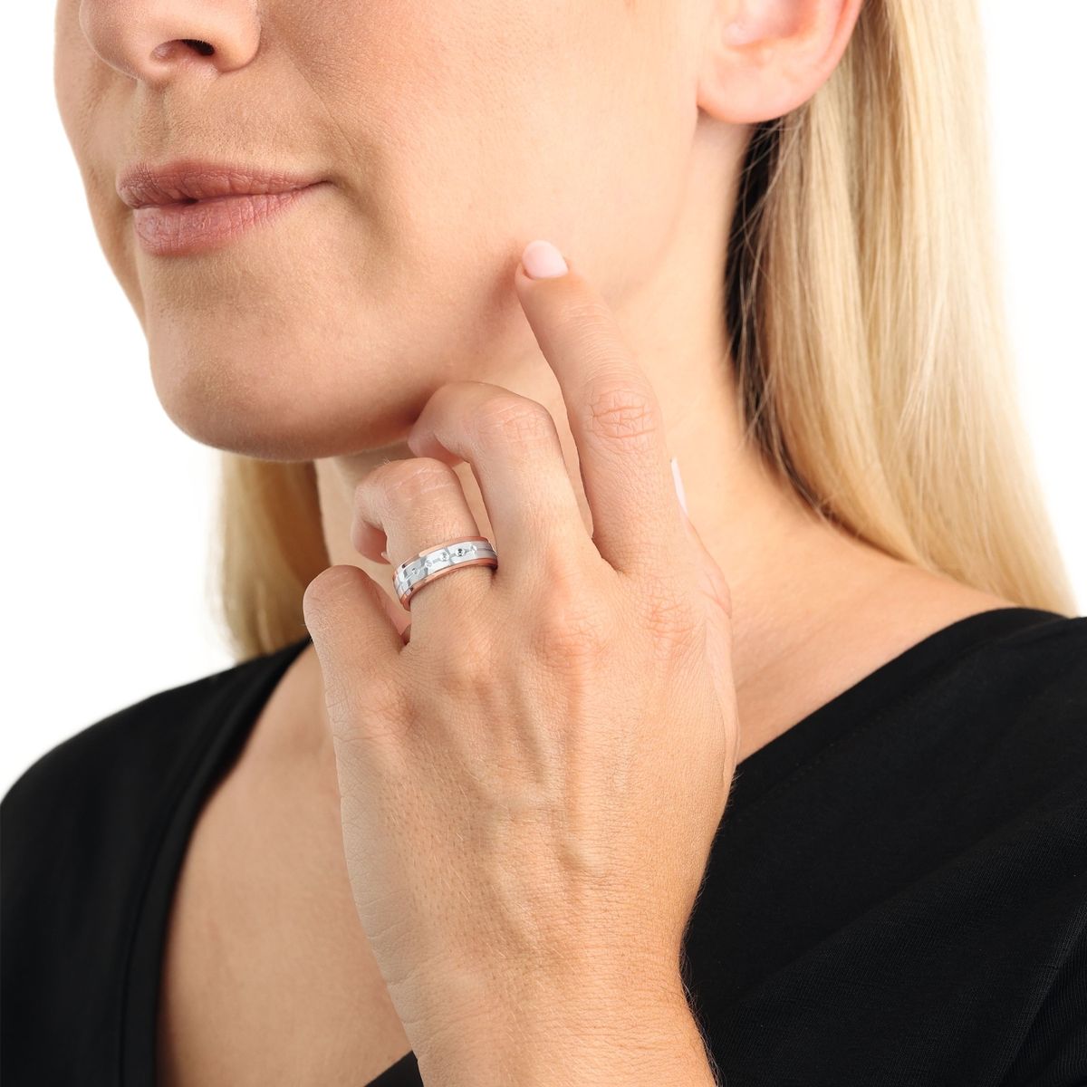 Eleganter Bicolor-Ring mit Zirkonia