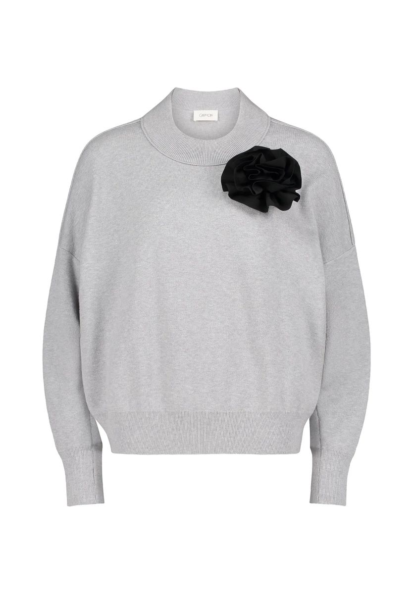 Oversized Strickpullover mit Rosetten-Applikation