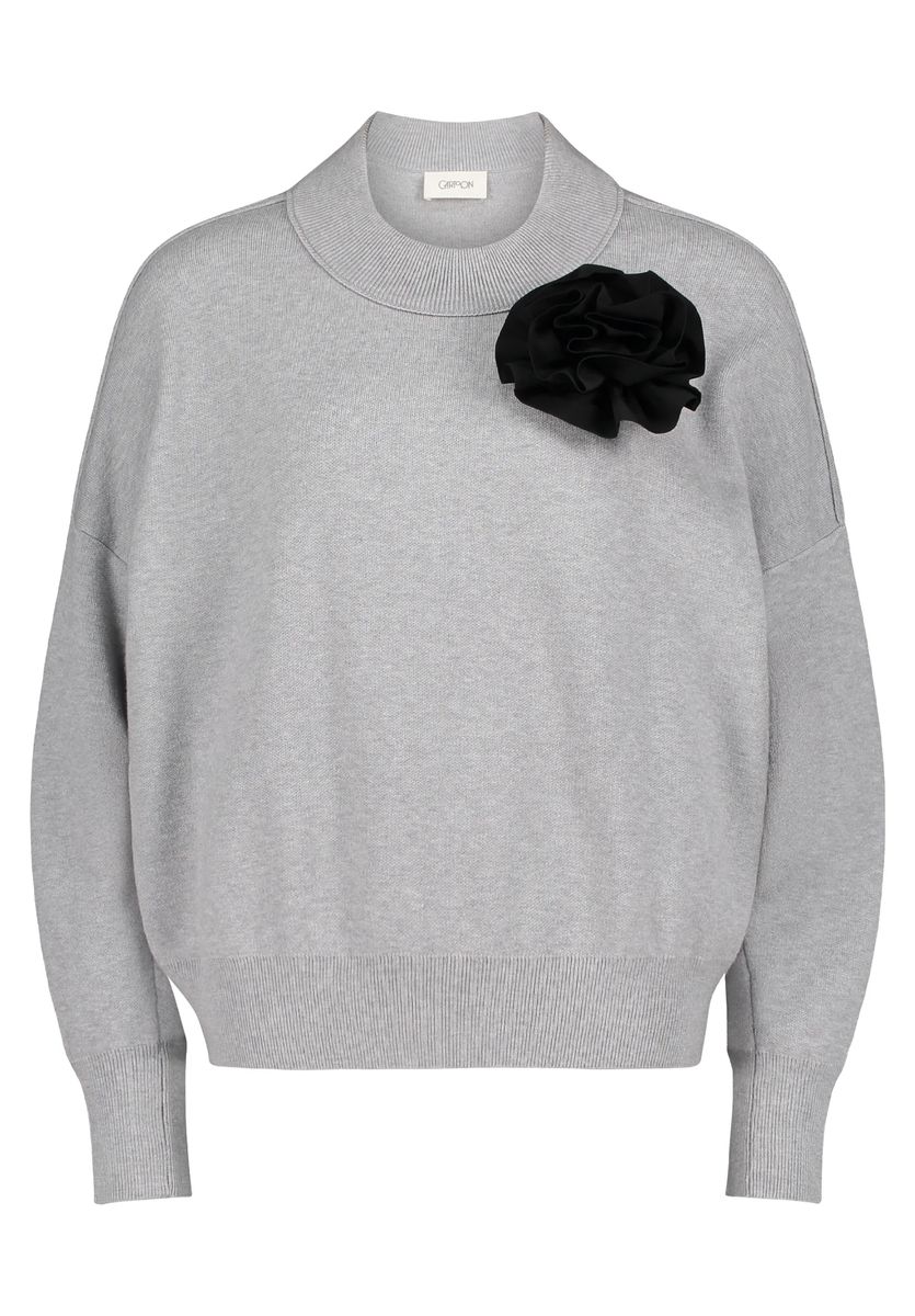 Oversized Strickpullover mit Rosetten-Applikation