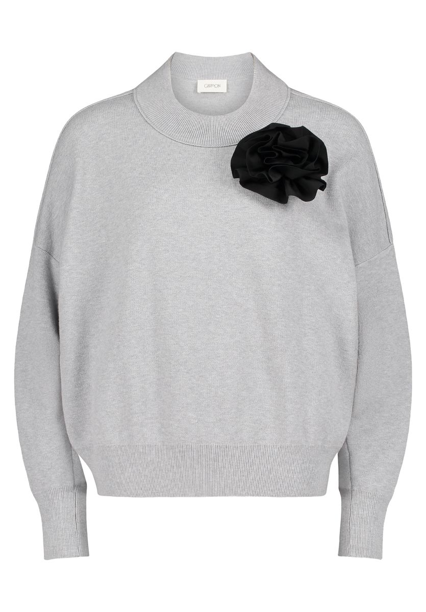 Oversized Strickpullover mit Rosetten-Applikation