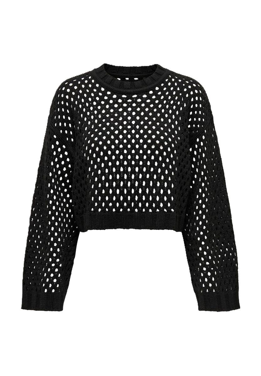 Kurzer Strickpullover mit Lochmuster