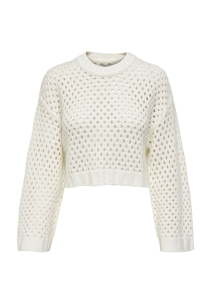 Kurz geschnittener Lochstrick-Pullover