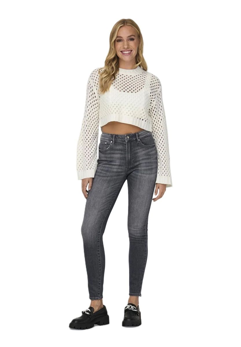 Kurz geschnittener Lochstrick-Pullover