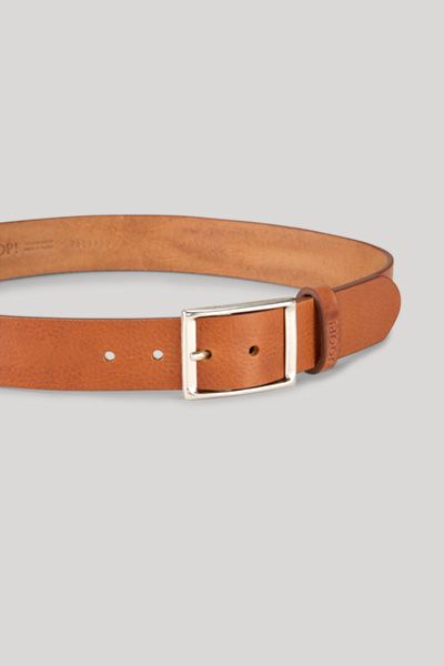 JOOP! Cognac brauner Ledergürtel mit silberner Schnalle für Herren