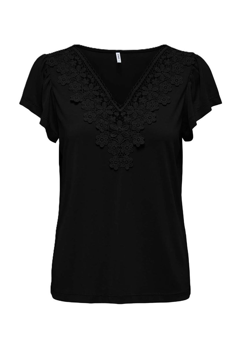 Elegantes V-Ausschnitt-Top mit Spitzendetails