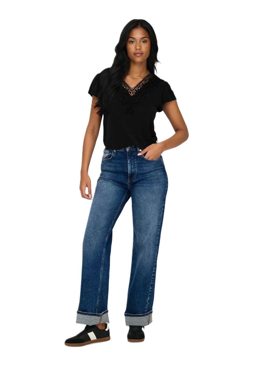 Elegantes V-Ausschnitt-Top mit Spitzendetails