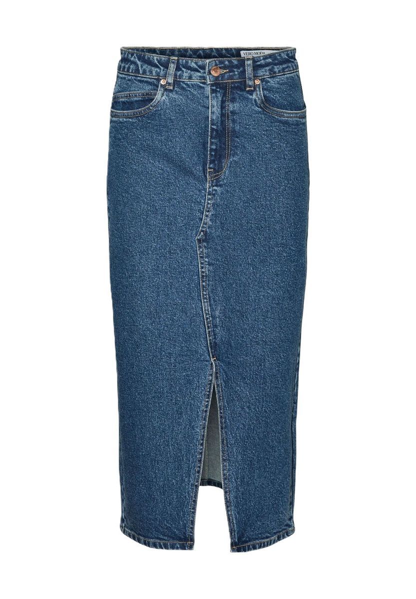 Denim-Midi-Rock mit Frontschlitz