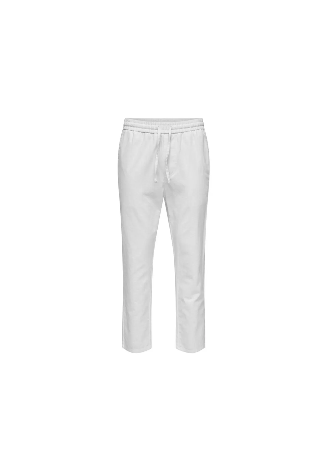 Verkürzte Baumwoll-Leinen-Hose