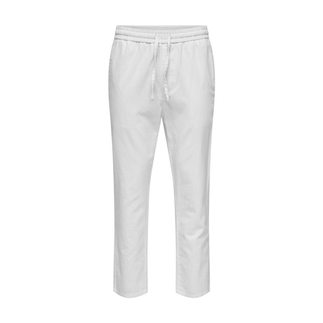 Verkürzte Baumwoll-Leinen-Hose