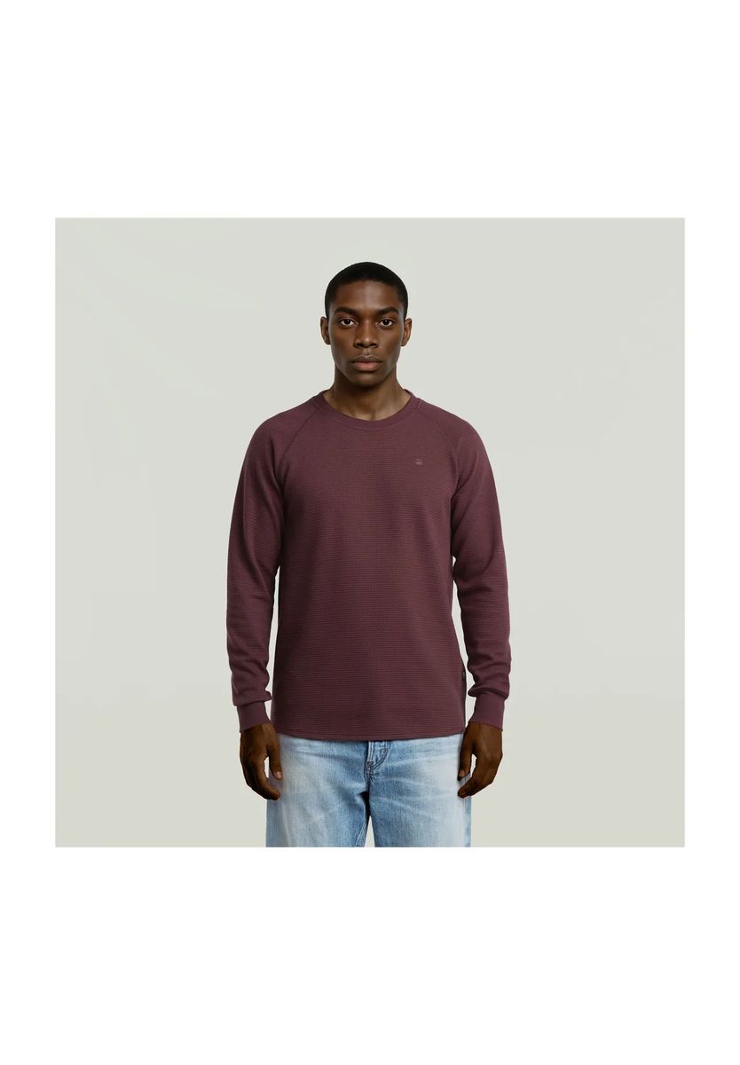 Waffelstrick-Langarmshirt mit Raglanärmeln