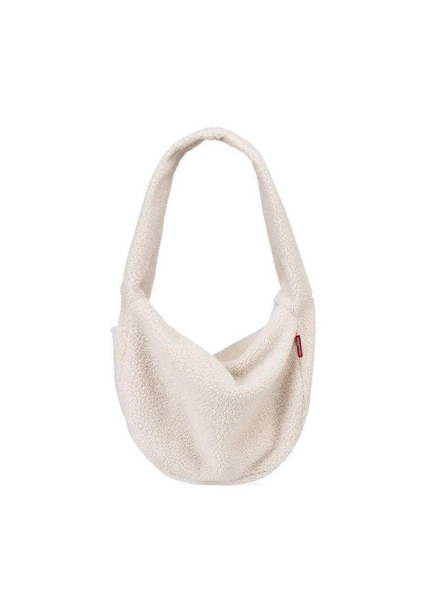 Halbmond-Schultertasche aus Teddy-Fleece