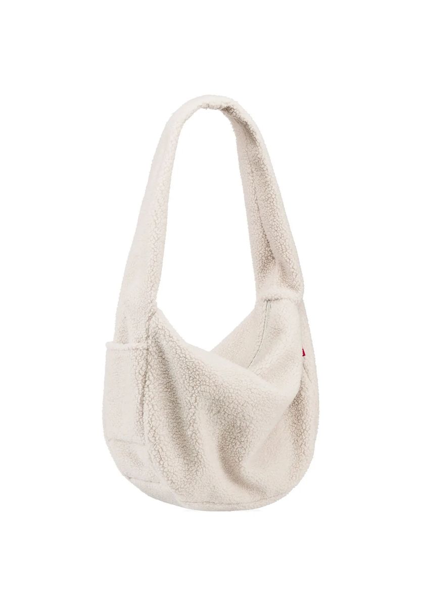 Halbmond-Schultertasche aus Teddy-Fleece