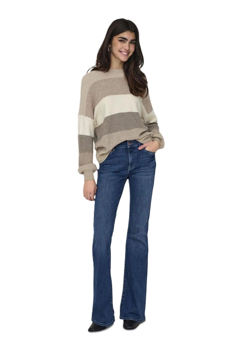 ONLY® Pullover, Streifen, Ballonärmel, für Damen, beige|braun, XS