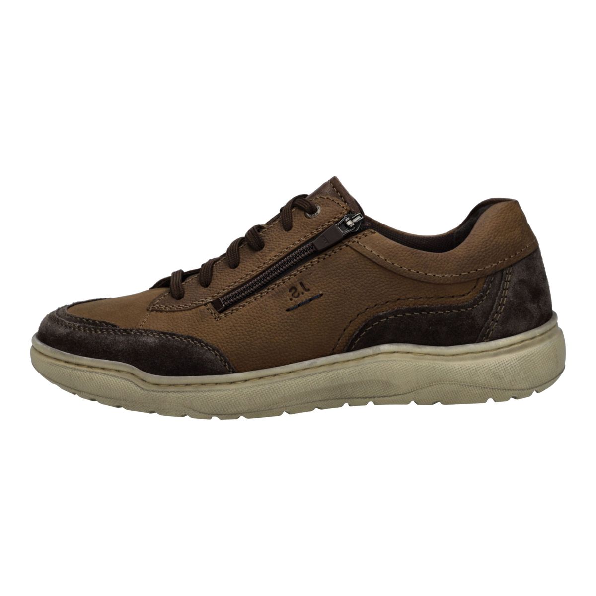 Klassischer Leder-Sneaker mit seitlichem Reißverschluss