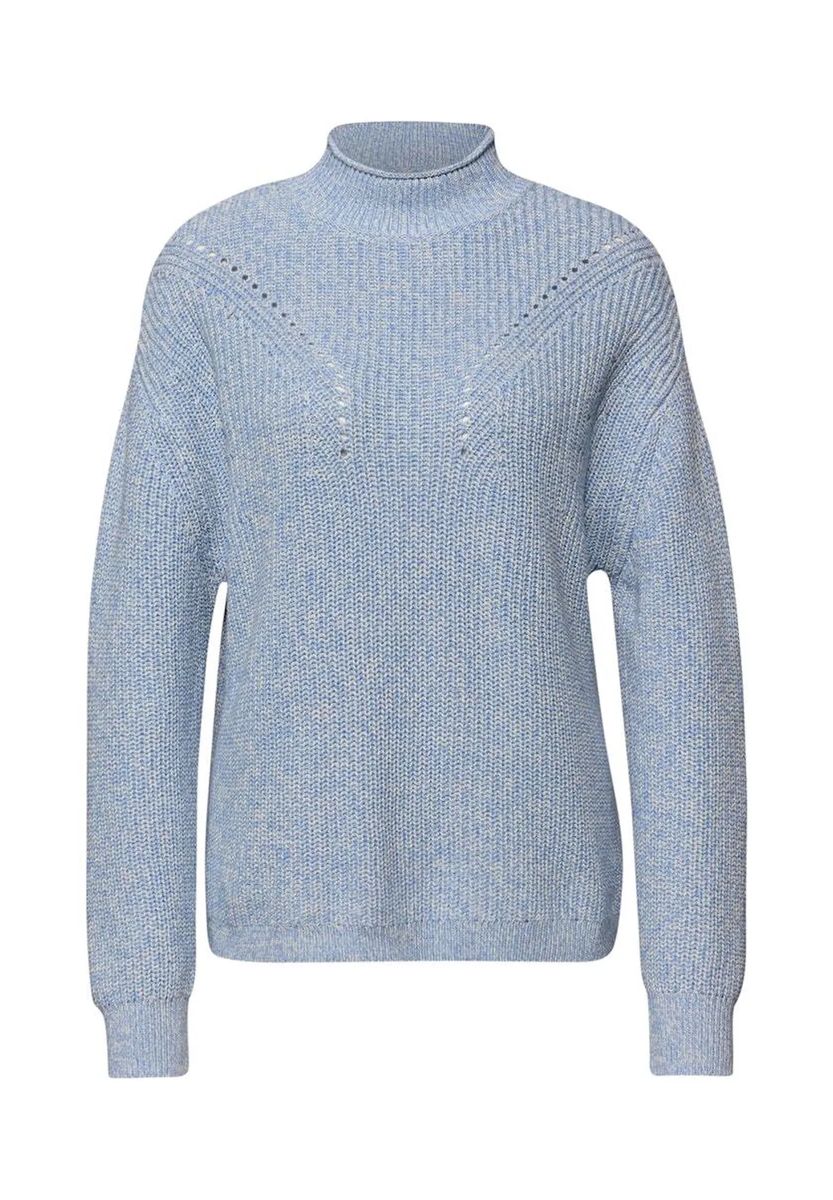 Mouline-Strickpullover mit modischem Stehkragen