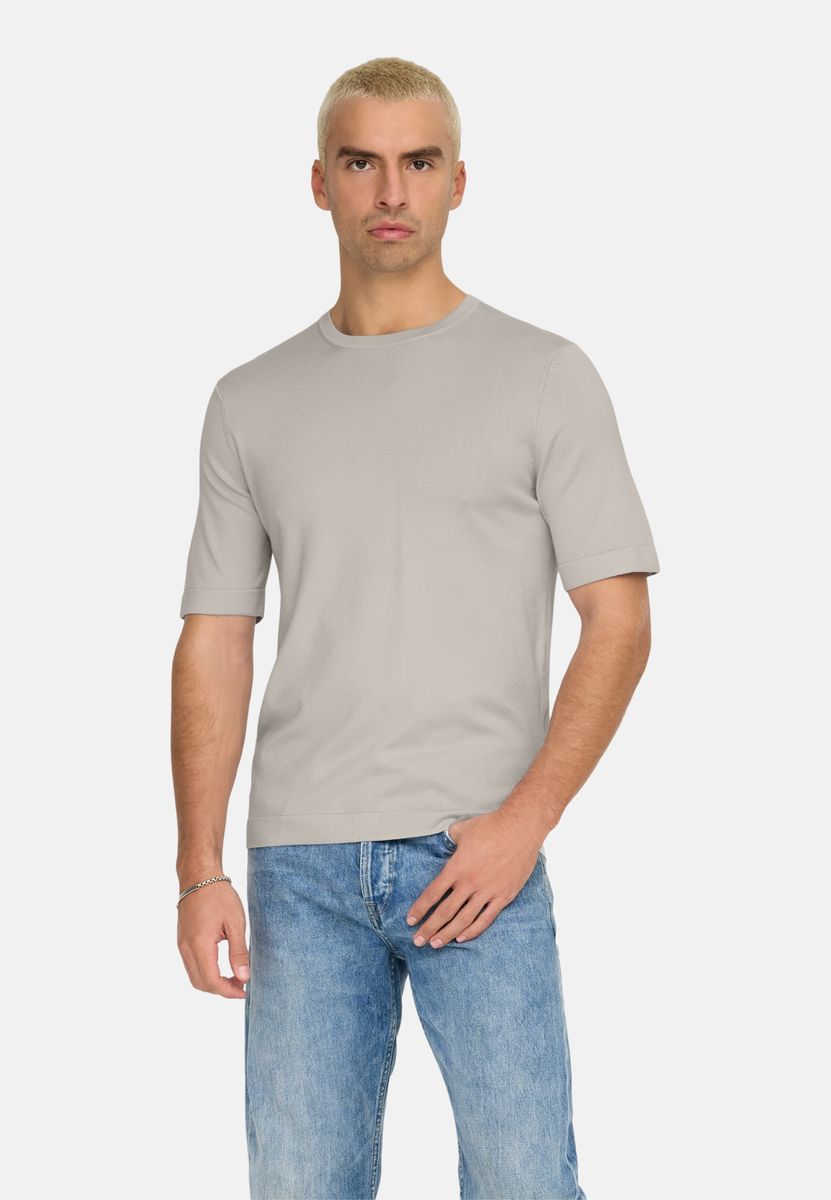 Strukturiertes Kurzarm-Strickshirt