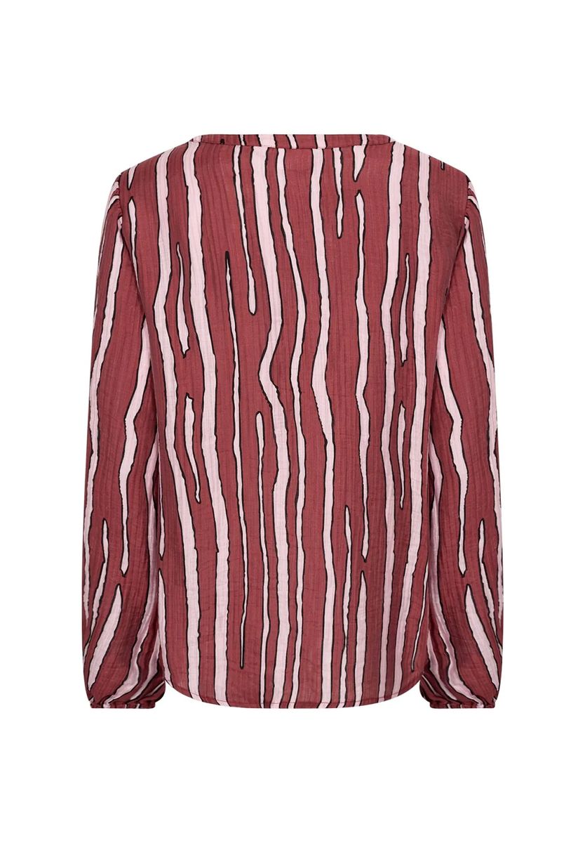Shirtbluse mit abstraktem Wellenstreifenmuster