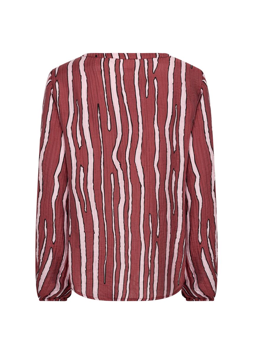 Shirtbluse mit abstraktem Wellenstreifenmuster