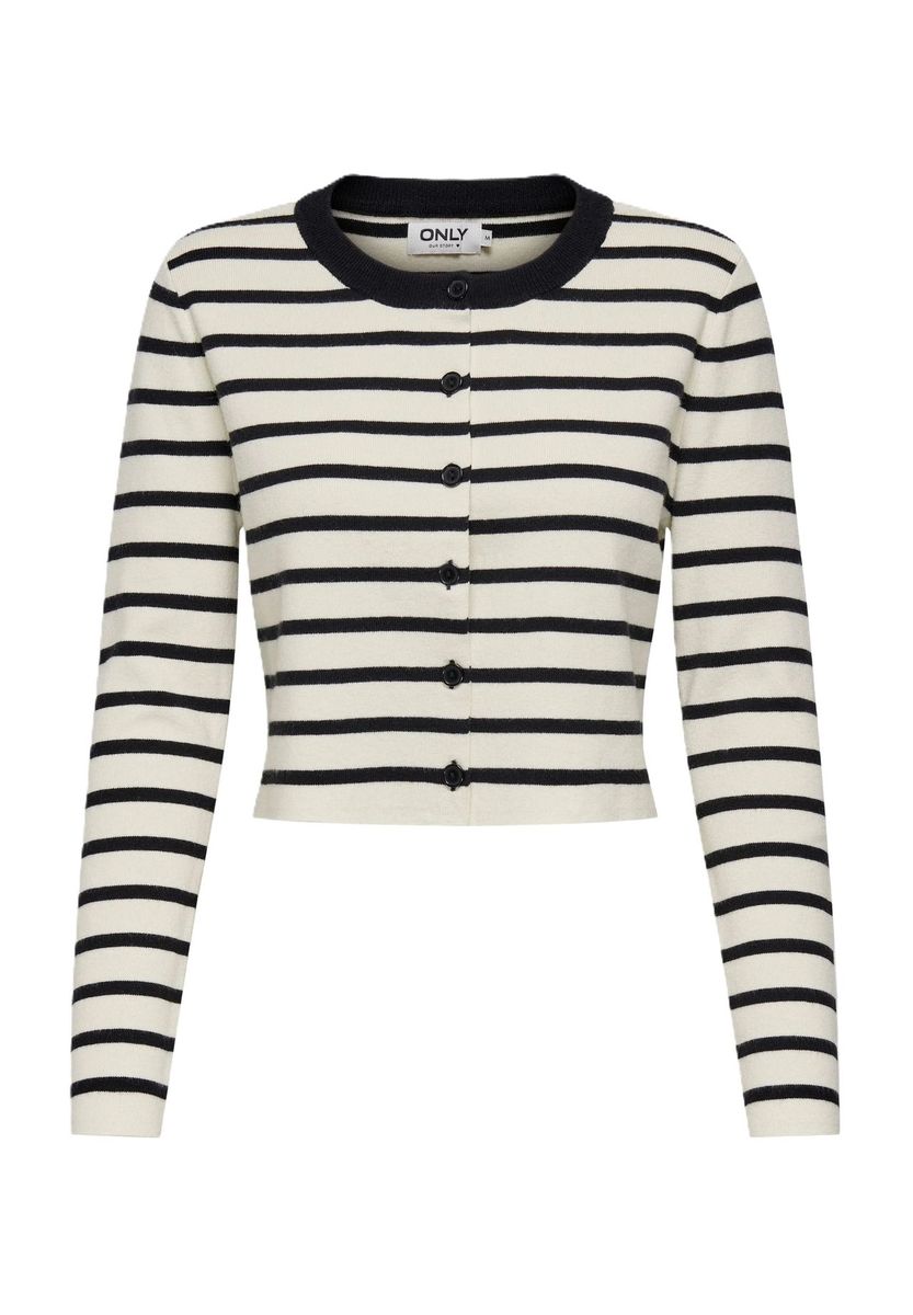 Gestreifte, verkürzte Strickjacke