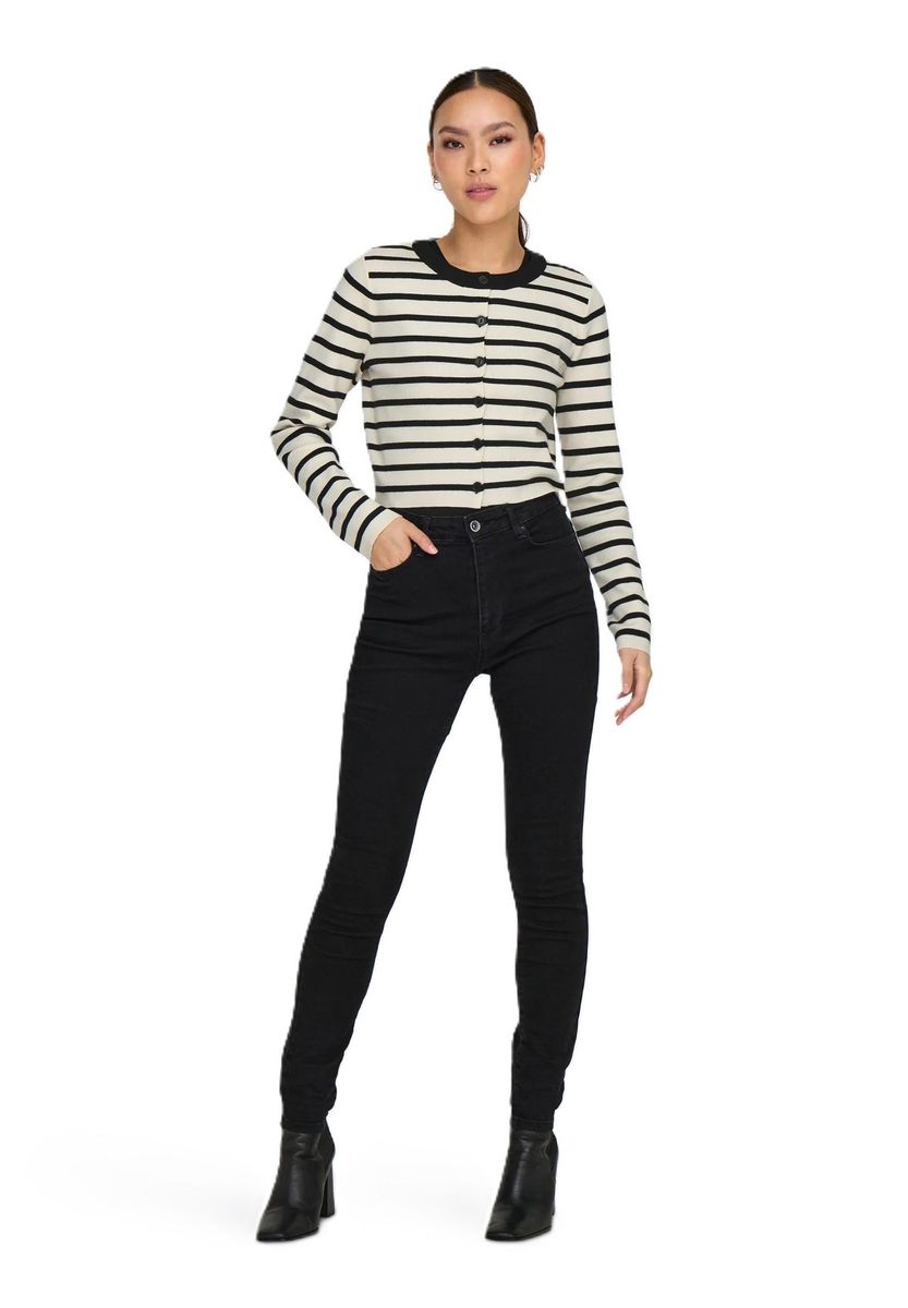 Gestreifte, verkürzte Strickjacke