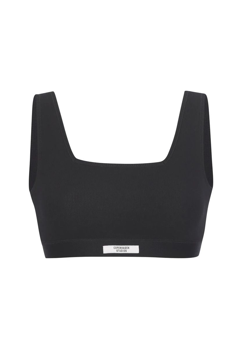 Geripptes sportliches Bustier mit Karree-Ausschnitt