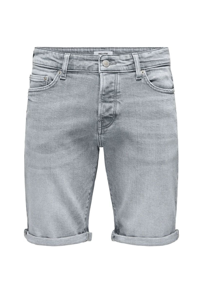 Graue Denim Bermuda Shorts für Herren