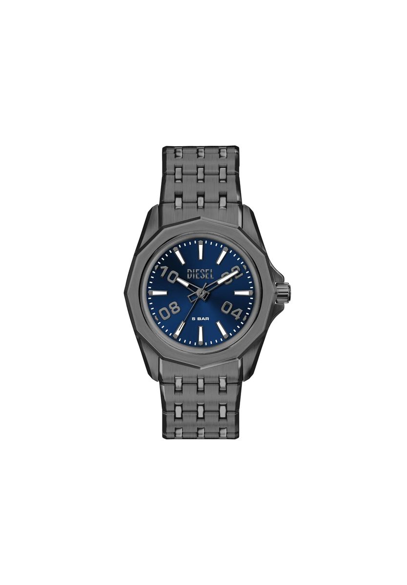 Markante geometrische Uhr mit Gliederarmband