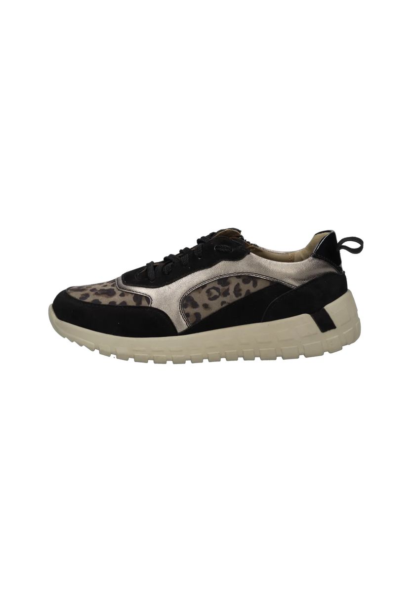 Sneaker mit Leopardenmuster und Materialmix