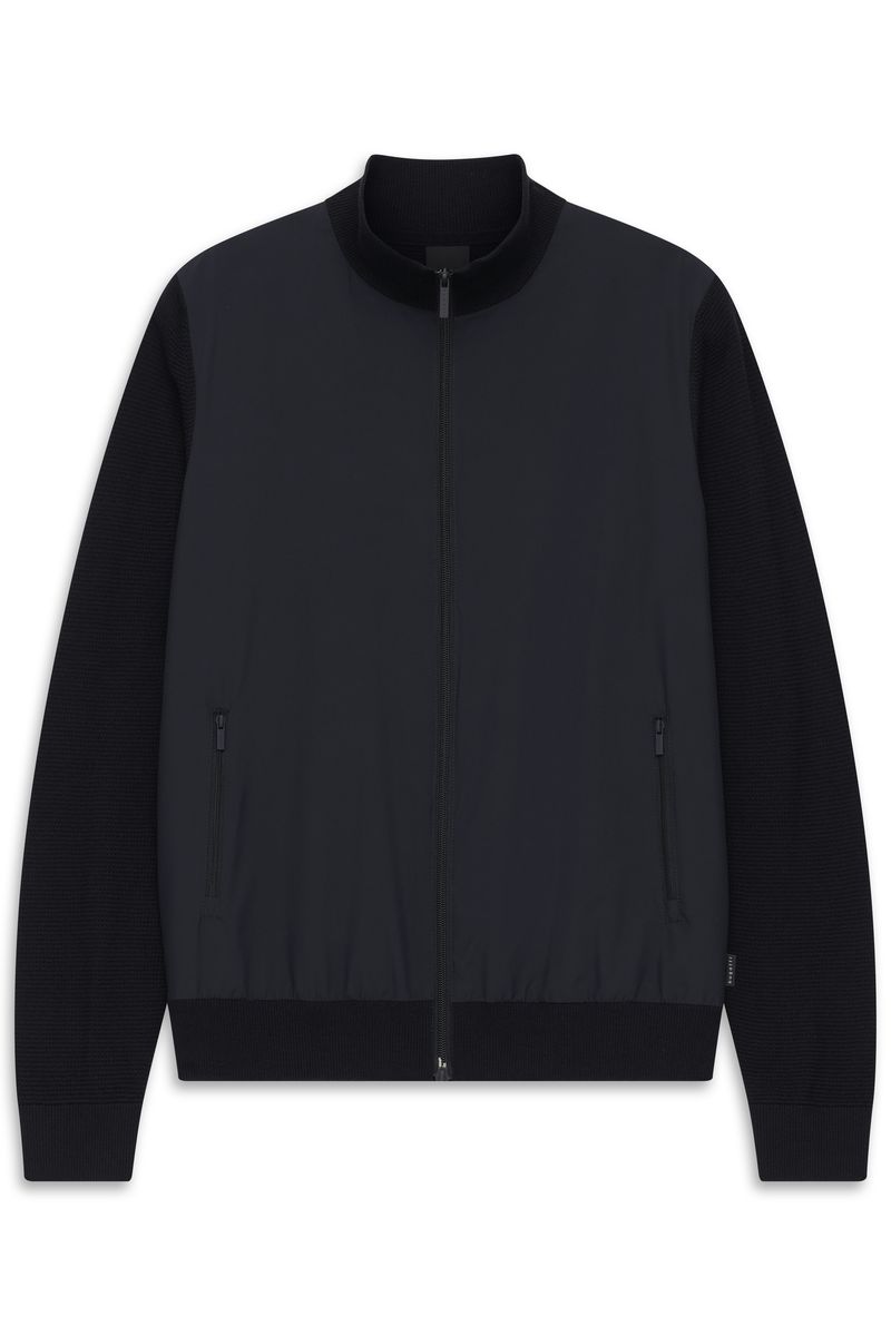 Hybrid-Strickjacke mit Stehkragen