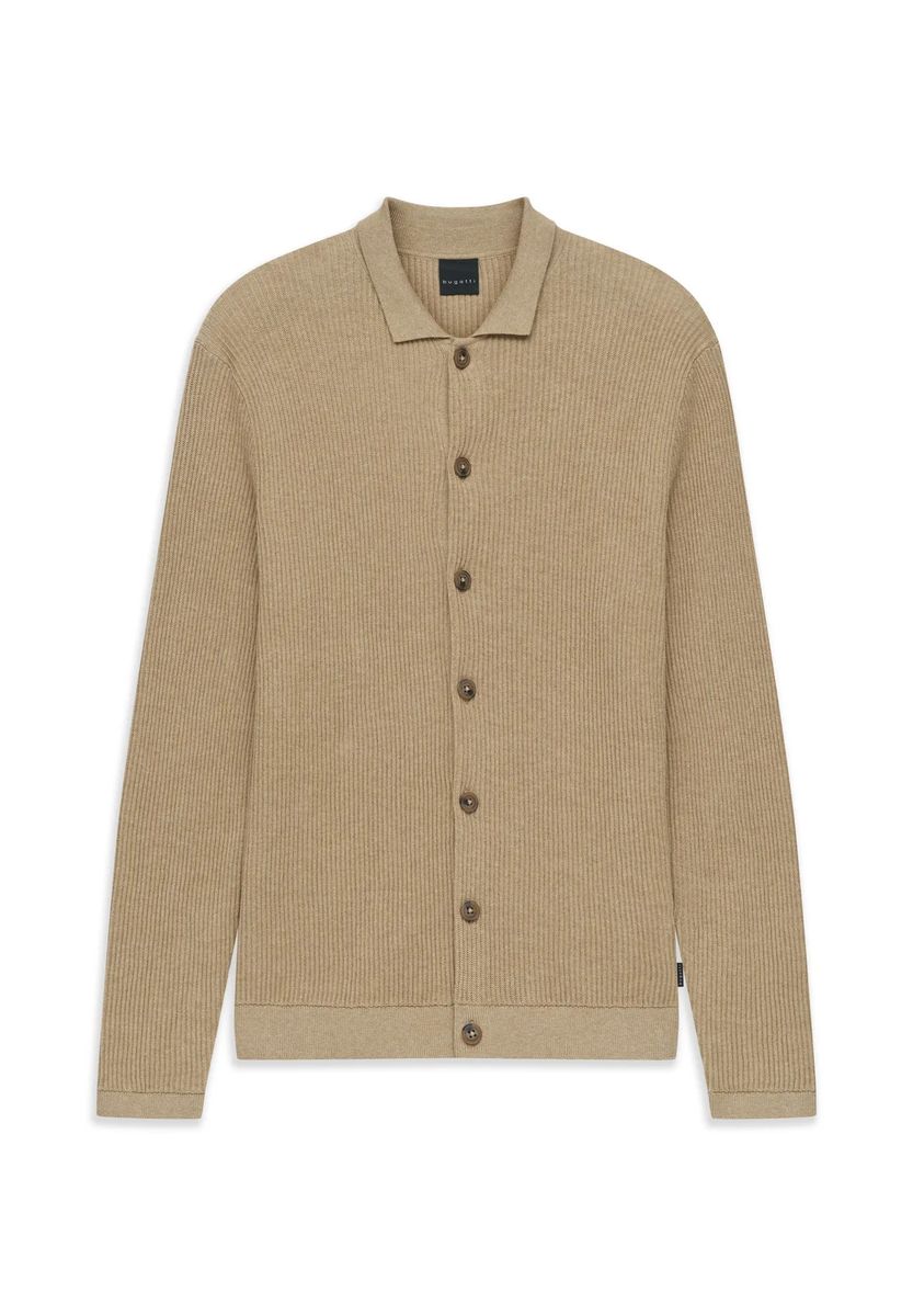 Rippstrick-Cardigan mit Polokragen