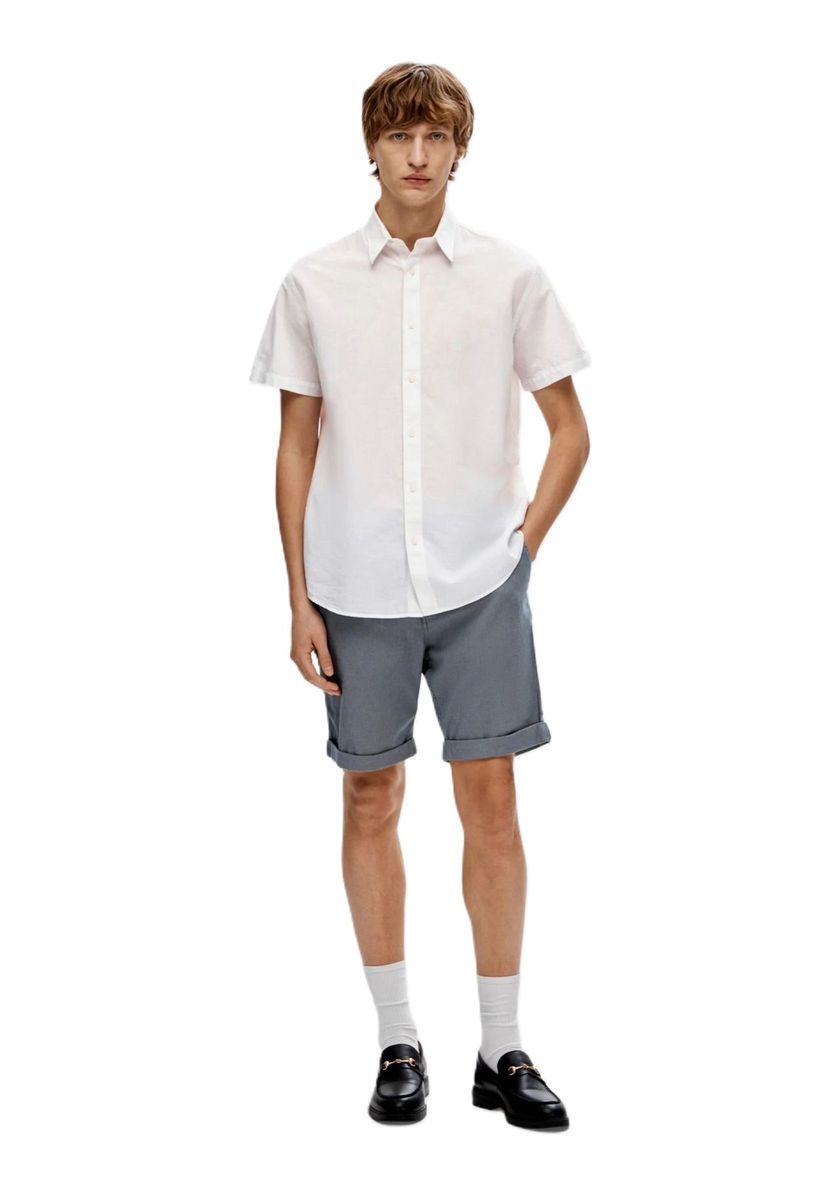 Herren Kurzarmhemd mit Leinenanteil