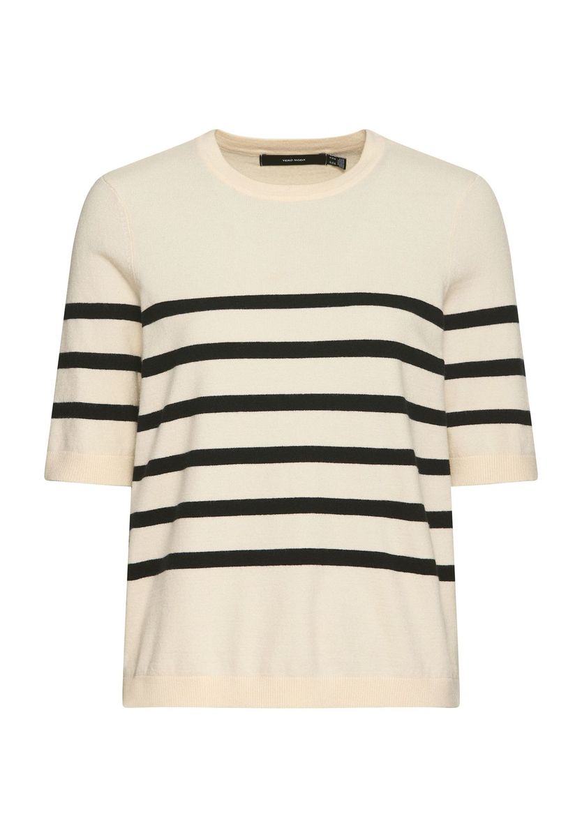 Gestreiftes Kurzarm-Strickoberteil