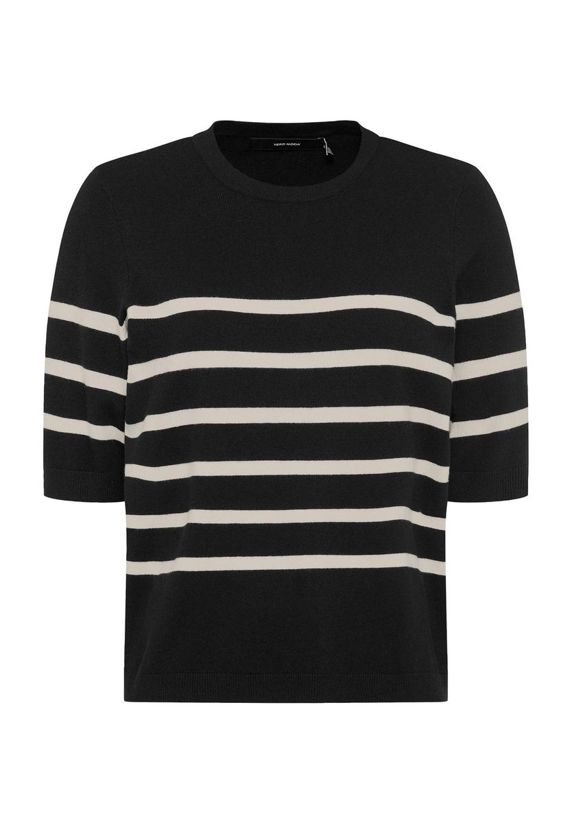 Gestreiftes Kurzarm-Strickoberteil