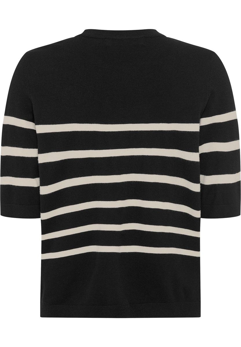 Gestreiftes Kurzarm-Strickoberteil