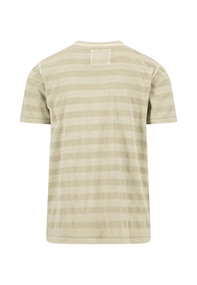 Gestreiftes Strukturiertes T-Shirt mit Rundhalsausschnitt