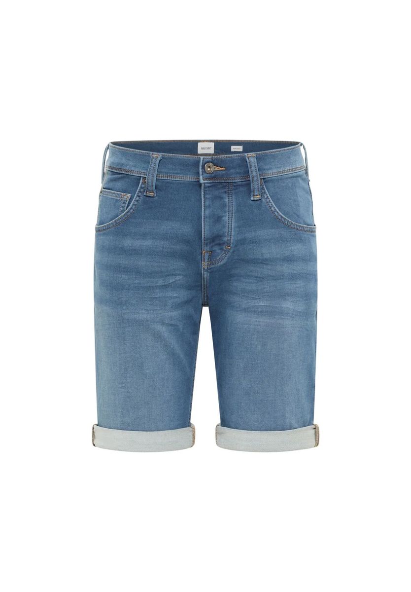 Straight Fit Jeansshorts mit Umschlag