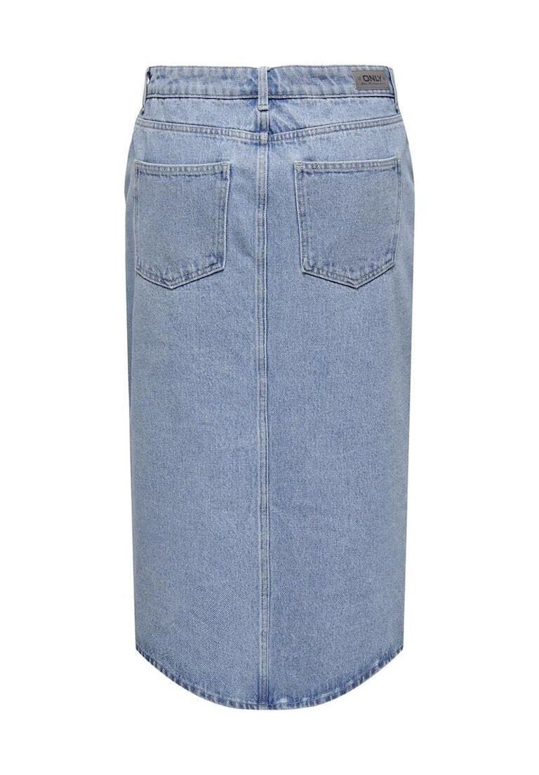 Denim-Midi-Rock mit Schlitz vorne