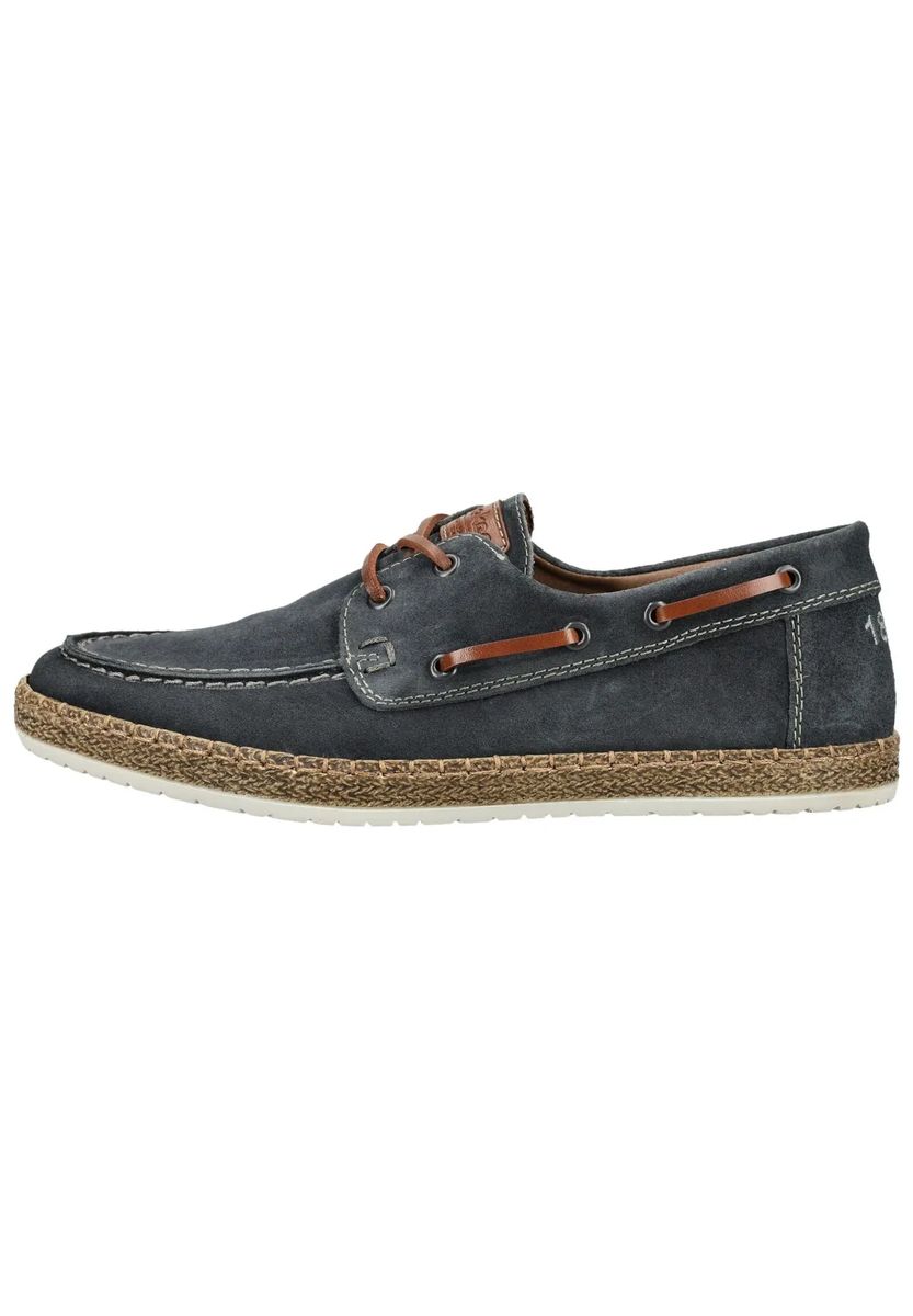 Veloursleder-Bootsschuhe mit geflochtenem Rand