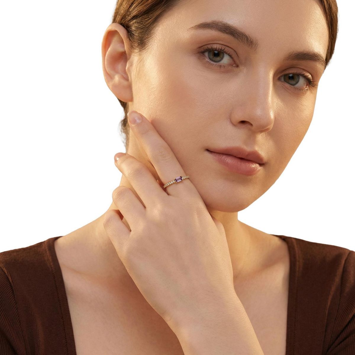 Eleganter Ring mit Baguette-Zirkonia