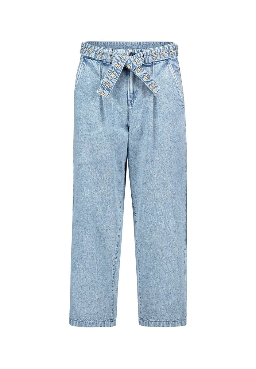 Loose-Fit-Jeans mit besticktem Gürtel