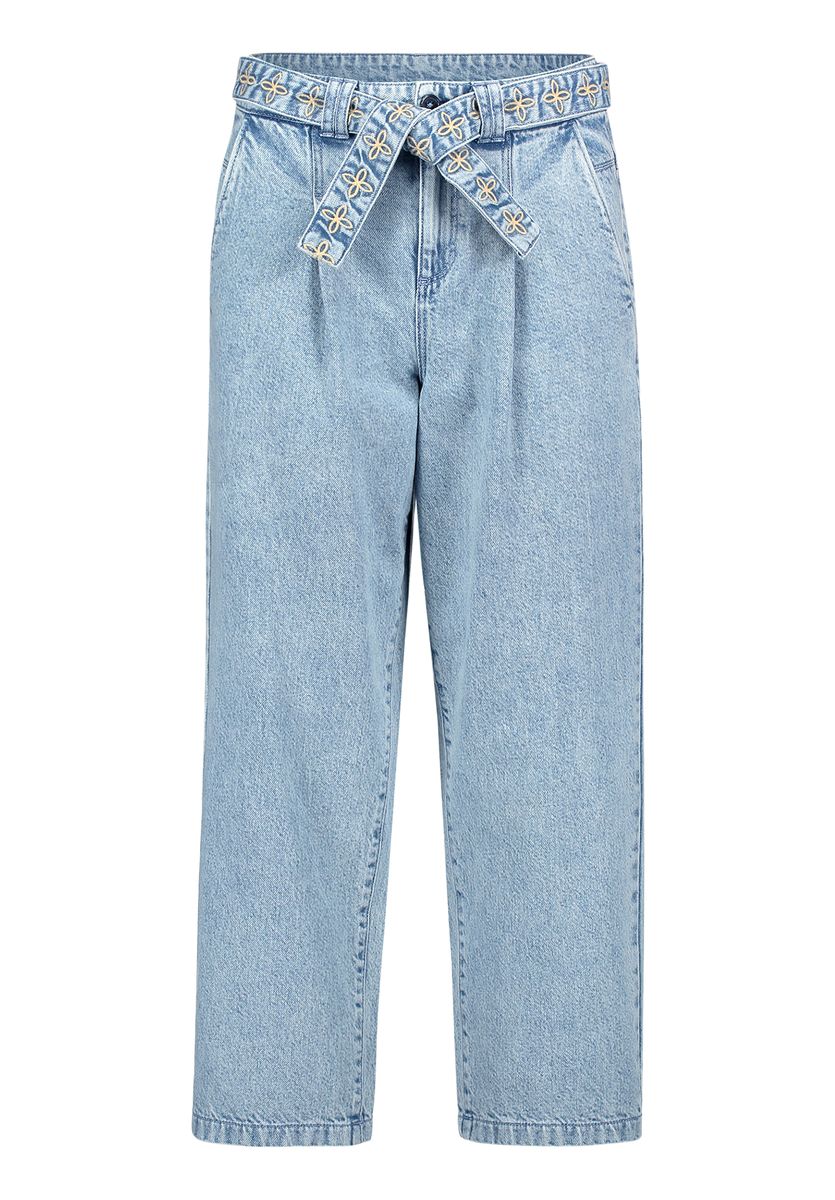 Loose-Fit-Jeans mit besticktem Gürtel