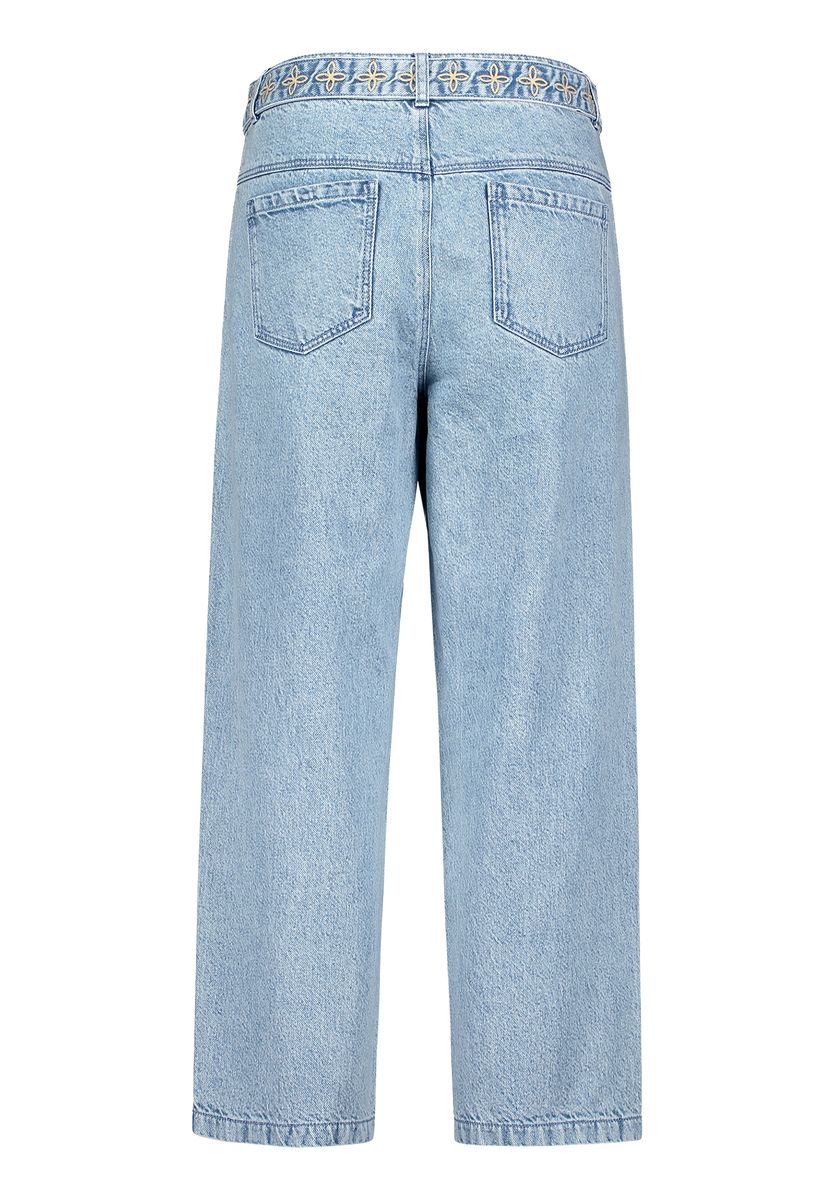 Loose-Fit-Jeans mit besticktem Gürtel