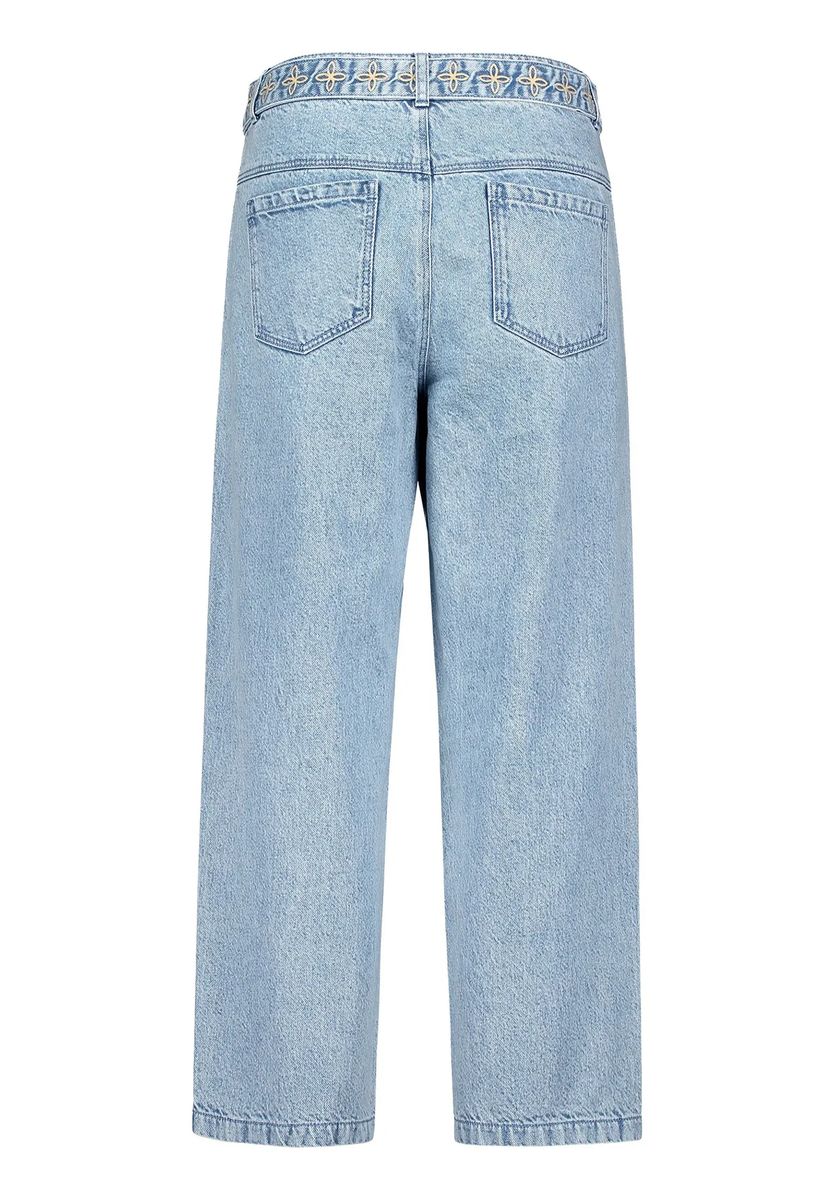 Loose-Fit-Jeans mit besticktem Gürtel