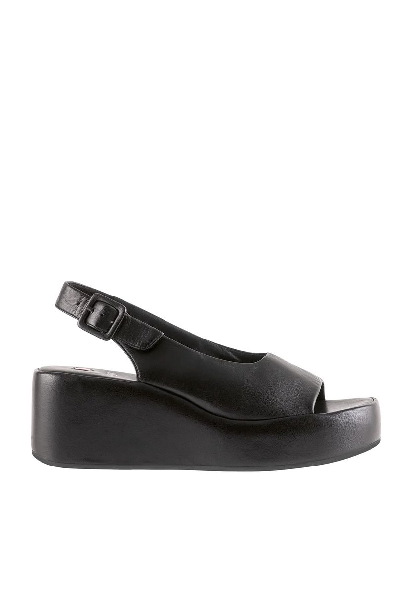 Puristische Leder-Slingback-Sandaletten mit Keilabsatz