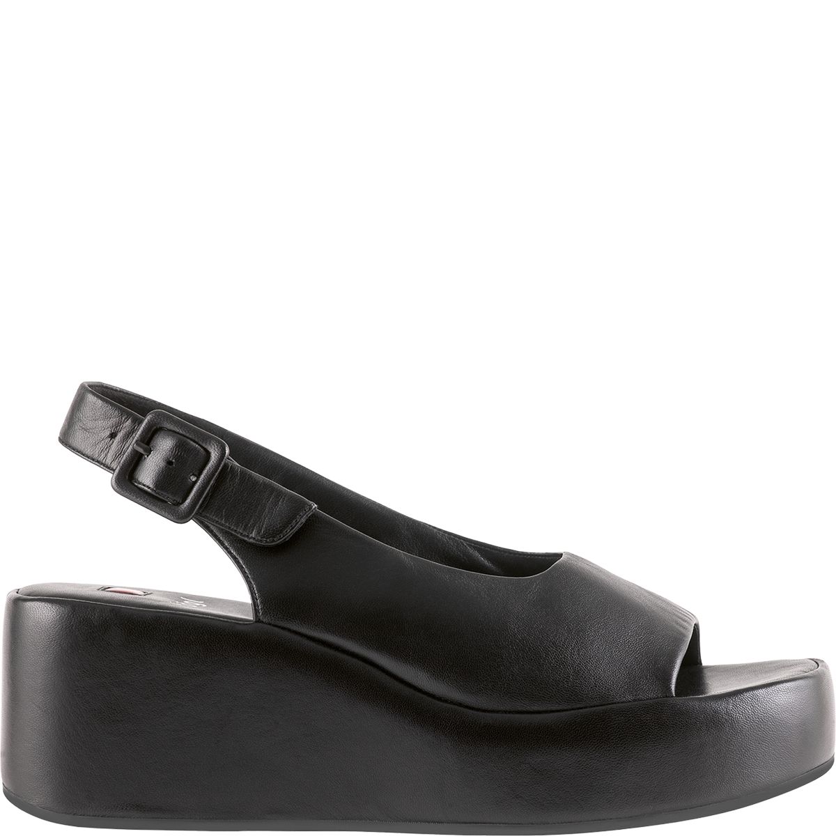 Puristische Leder-Slingback-Sandaletten mit Keilabsatz